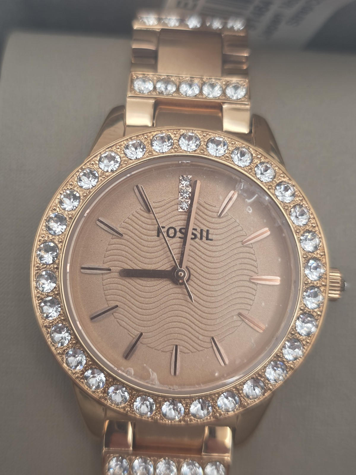 FOSSIL JESSE Women’s Wristwatch ES3020 Stainless Steel Gold Rose Fashion WORKS