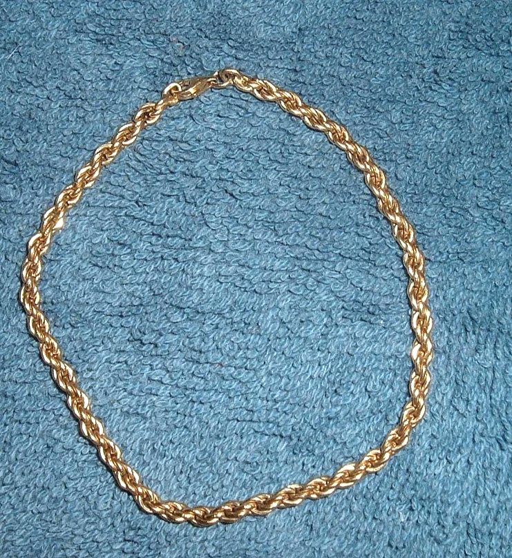 VINTAGE 10K YELLOW GOLD 3MM ROPE LINK 8.5″ BRACELET JEWELRY ESTATE FIND 8.17gram