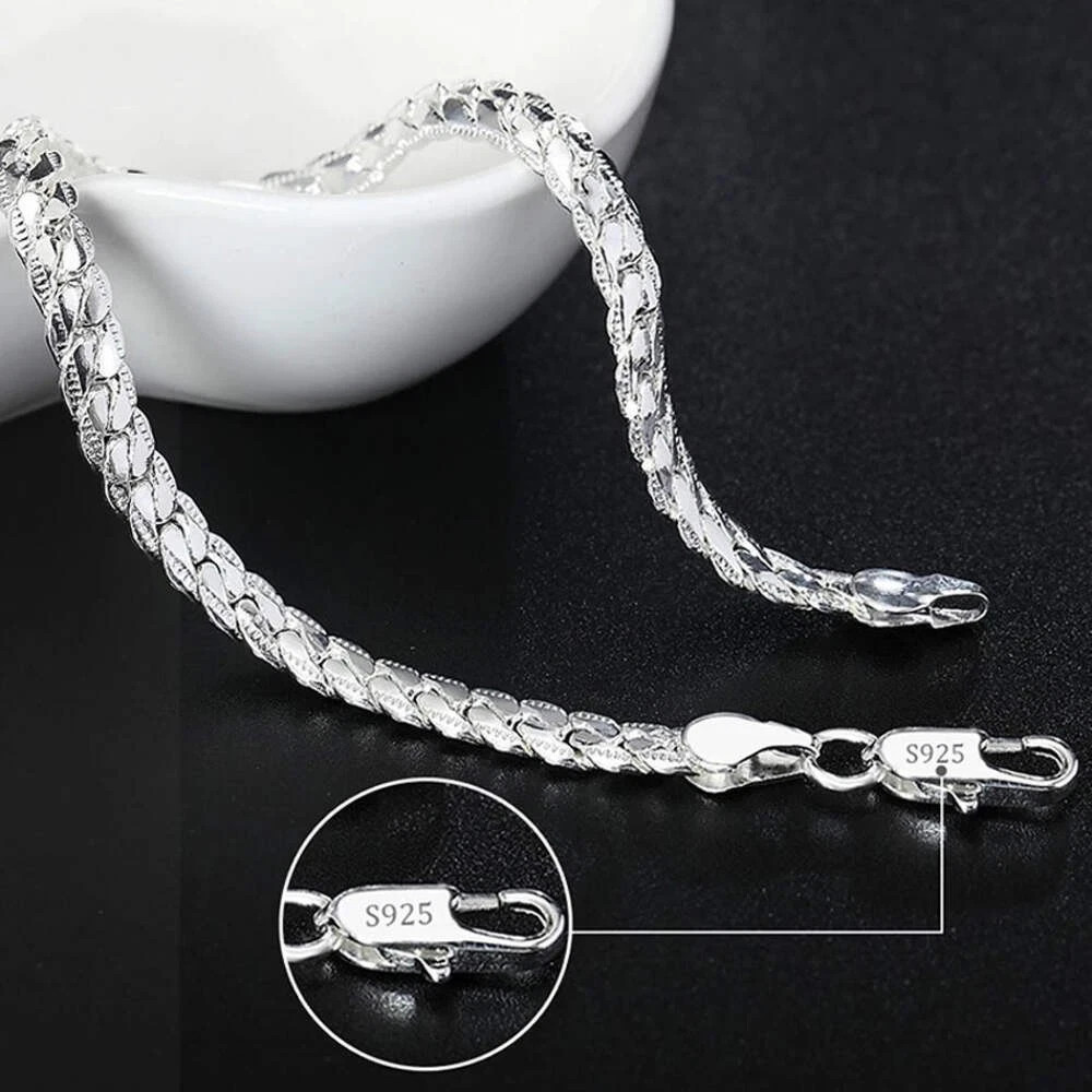925 Sterling Silver Bracelet Round Mesh Bracelet for Women Engagement