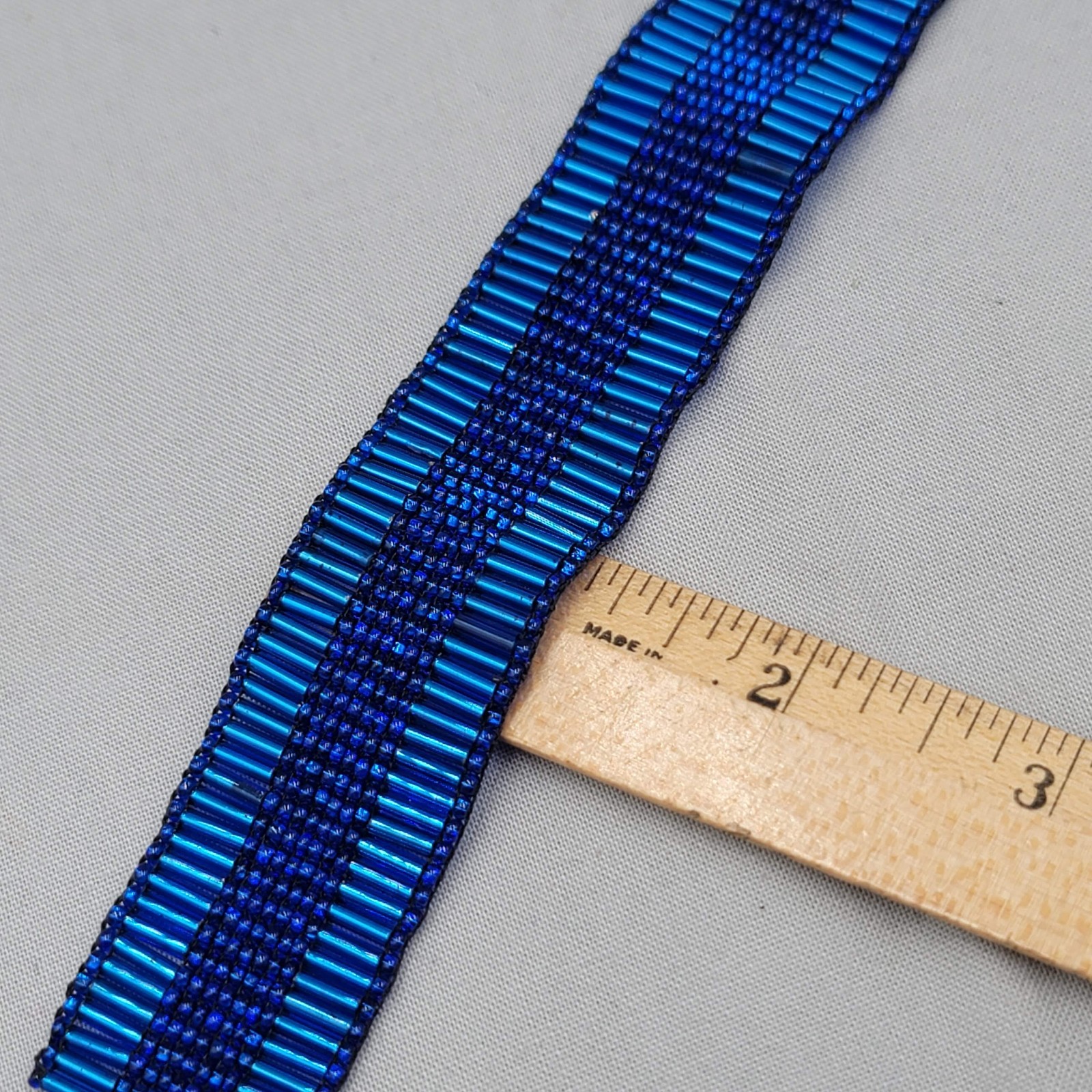 Bright Metallic Blue Seed Bead Bracelet 6.5″ x 1″