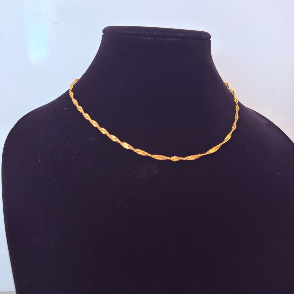 10K Solid Yellow Gold 3MM Twisted Curb Chain Link VTG Necklace Milor Italy 17.75