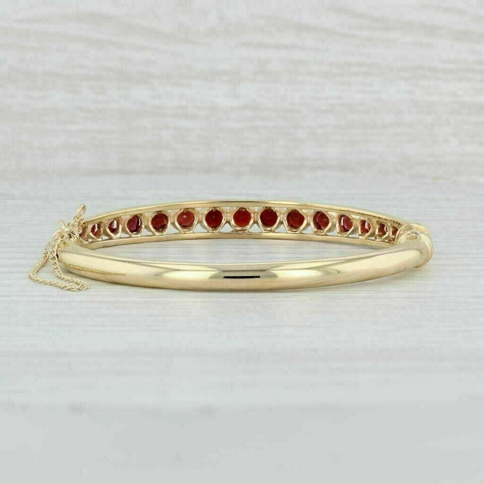 6 Ct Round Lab-Created Red Garnet Ladies Bangle Bracelet 14K Yellow Gold Finish