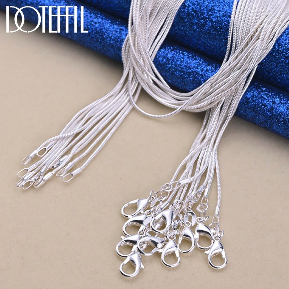 10 or 5PCS wholesale 925 sterling solid silver 1MM 16-30inch snake chain necklac
