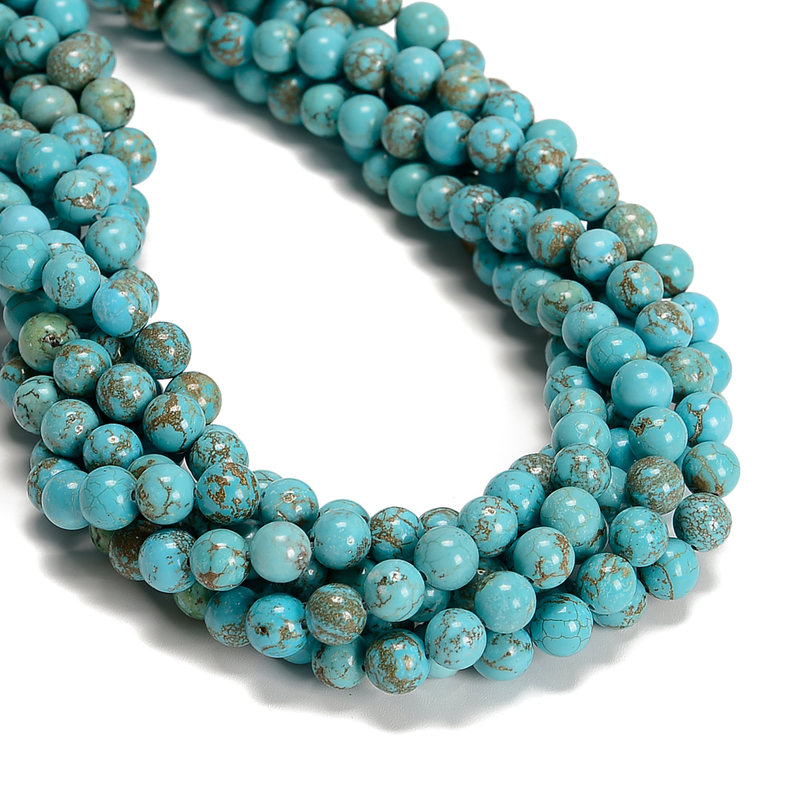 Multi Blue Magnesite Turquoise Smooth Round Beads Size 6mm 8mm 10mm 15.5”Strand
