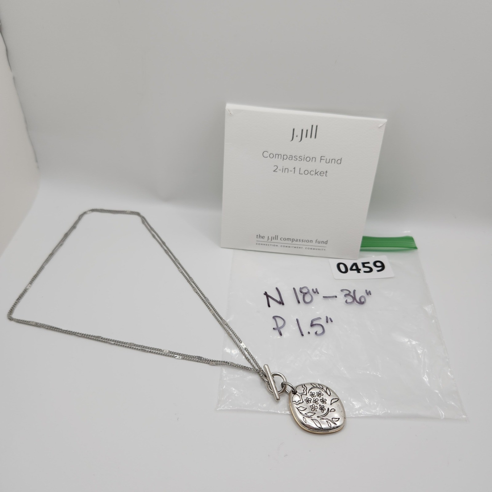 Boho Floral Locket Necklace Reversible Pendant 2 in 1 Necklace by J Jill Dainty