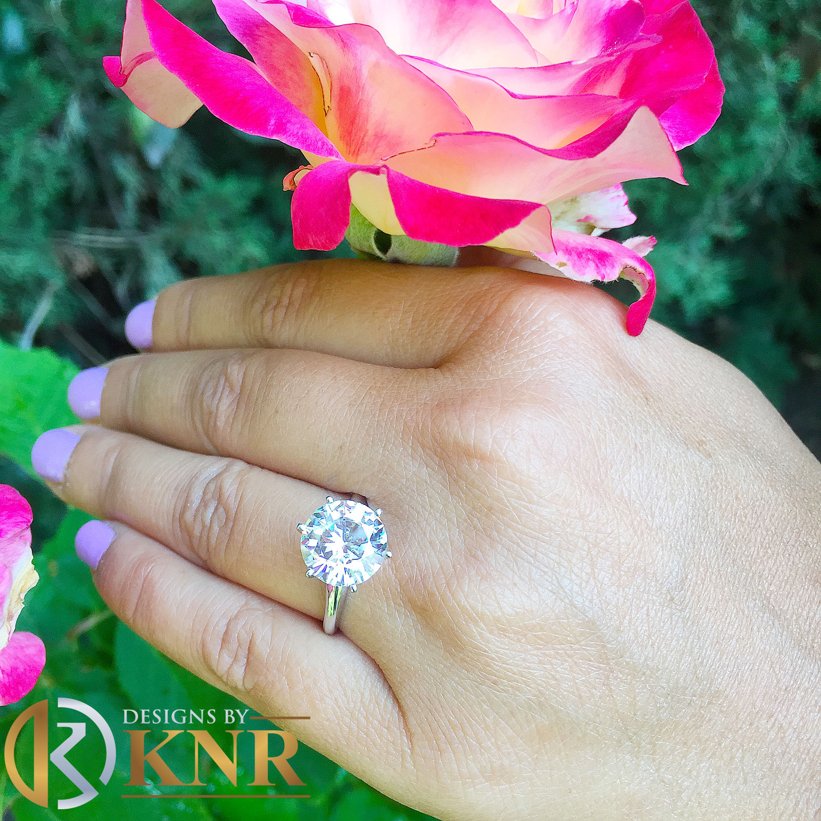 14K SOLID WHITE GOLD 5.00 CARAT ROUND CUT MOISSANITE SOLITAIRE RING SIX PRONG