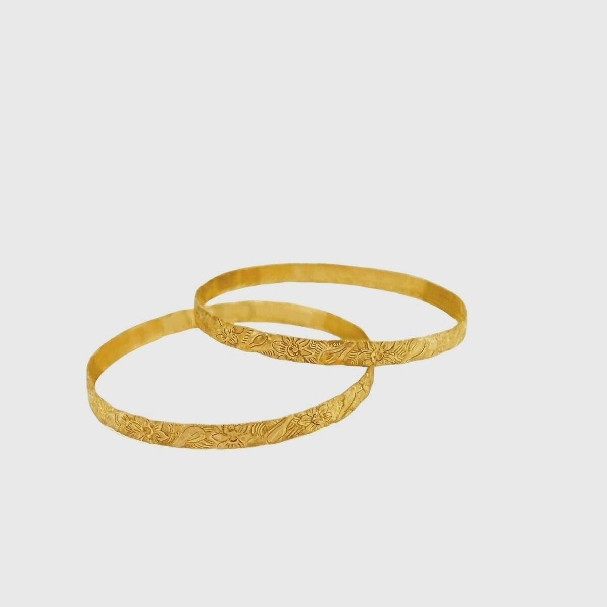 Vintage Bangle Set – Floral Etched Pair of Bangles for Small Adult Wrists -Teens
