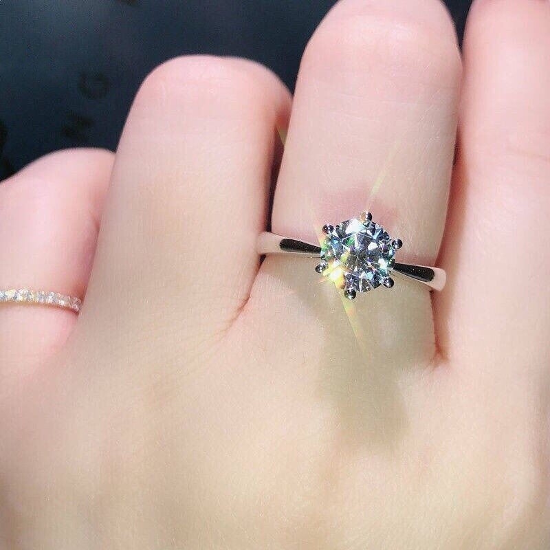 Sterling Silver Six-Prong Adjustable Ring Women’s jewelry Gift