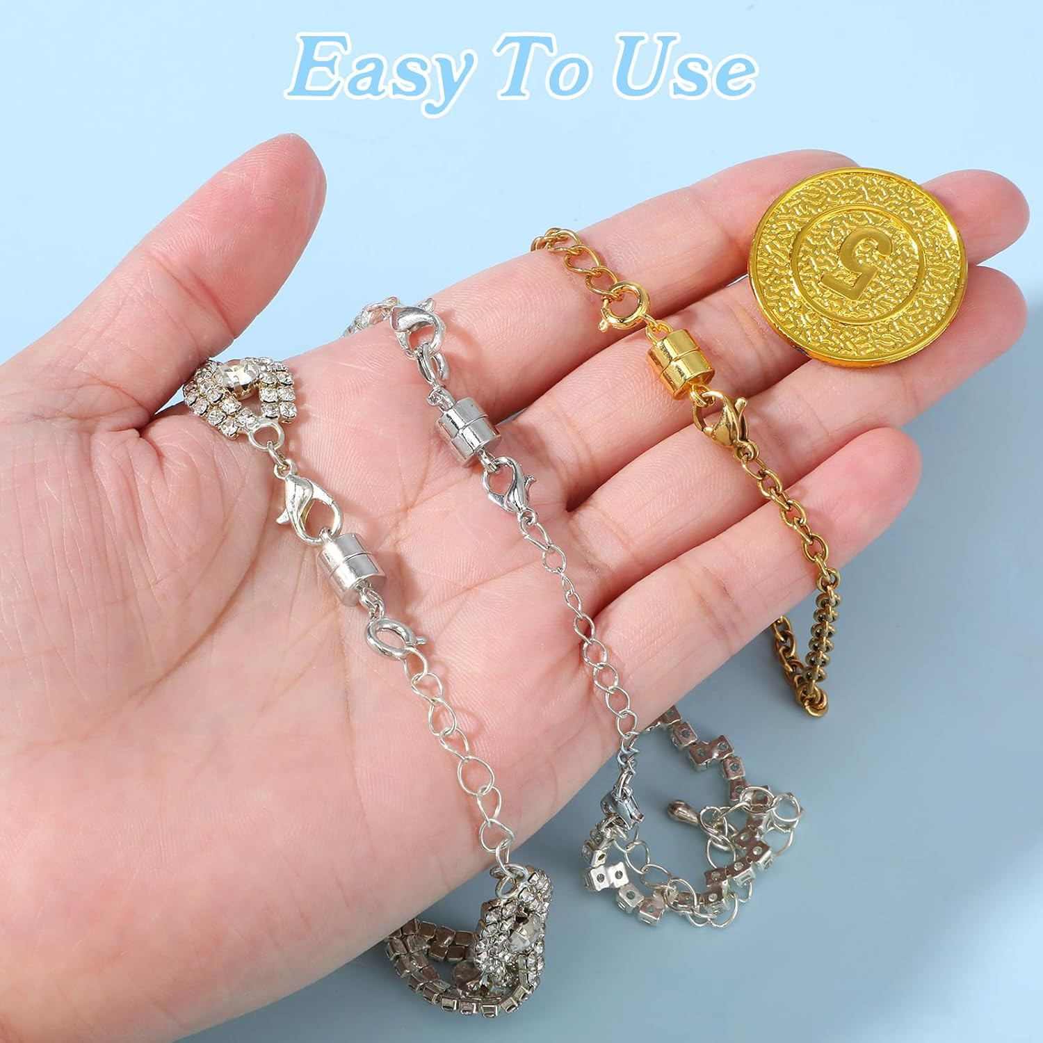 20pcs Necklace Extender & Magnetic Clasp Set Gold and Silver Chain Extenders wi