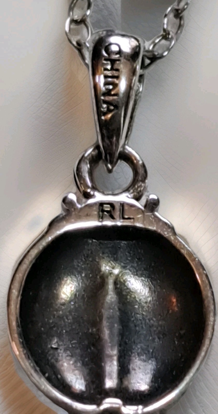 Ralph Lauren RL Signed Sterling Ladybug Pendant Choker Necklace 925 Silver 12″