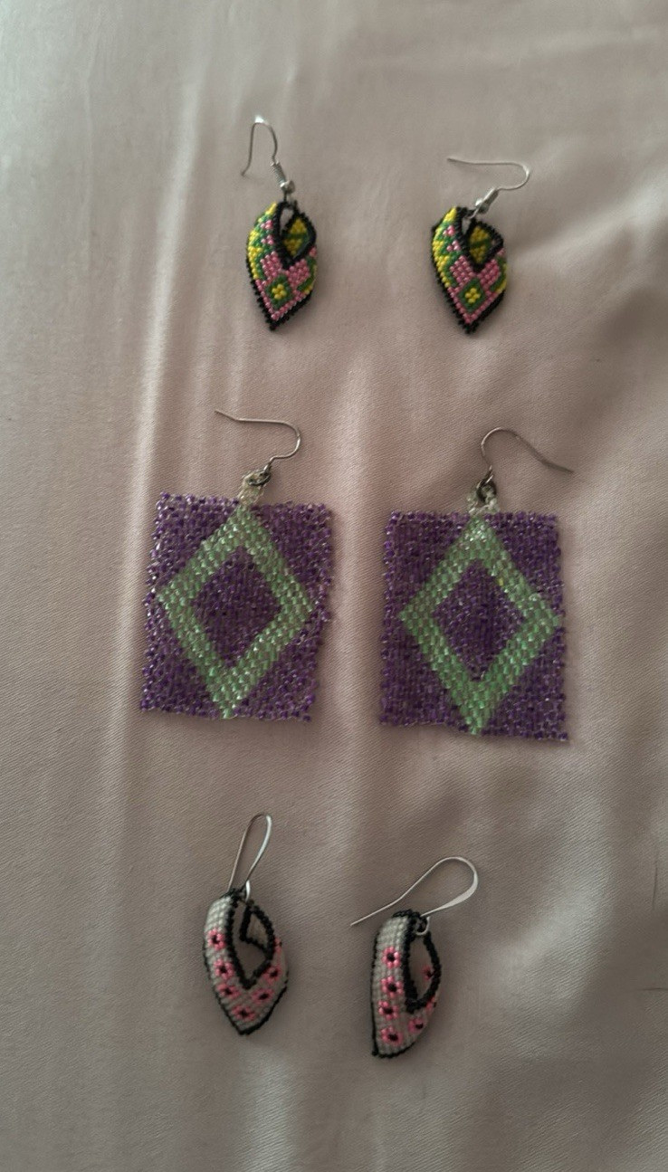 Lot of 3 Handmade Beaded Dangle/Drop Earrings ,handmade 25 dollars each