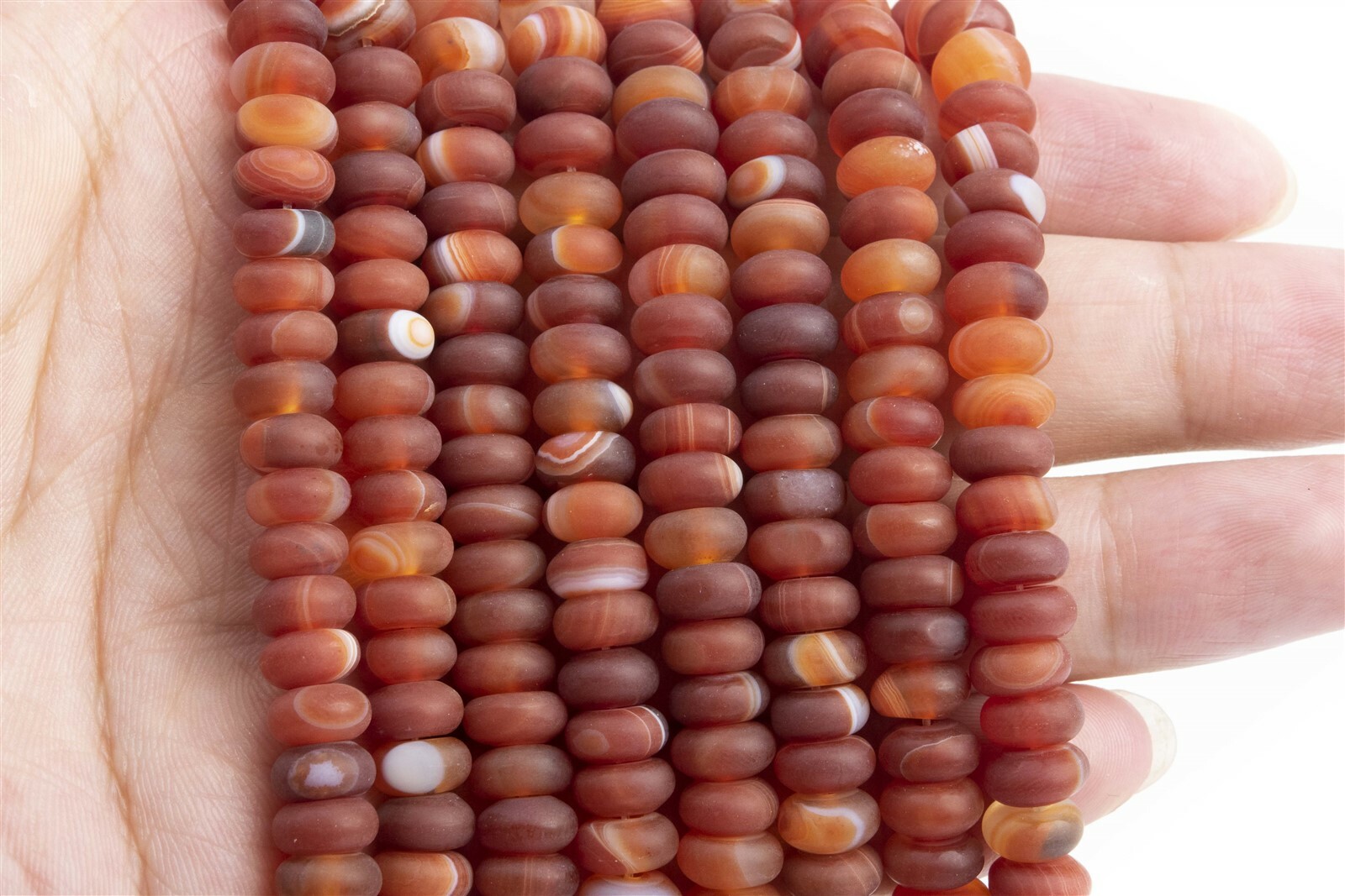 Natural Matte Dark Red Striped Agate Beads AAA Rondelle Loose Beads 6x3MM 8x4MM