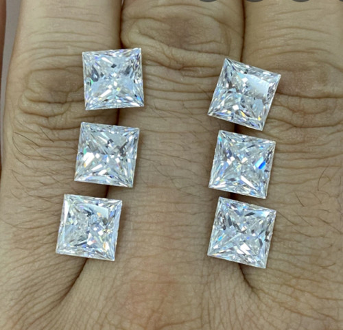 GRA Certified Loose Moissanite Princess Square Cut Stones D VVS1 All Sizes