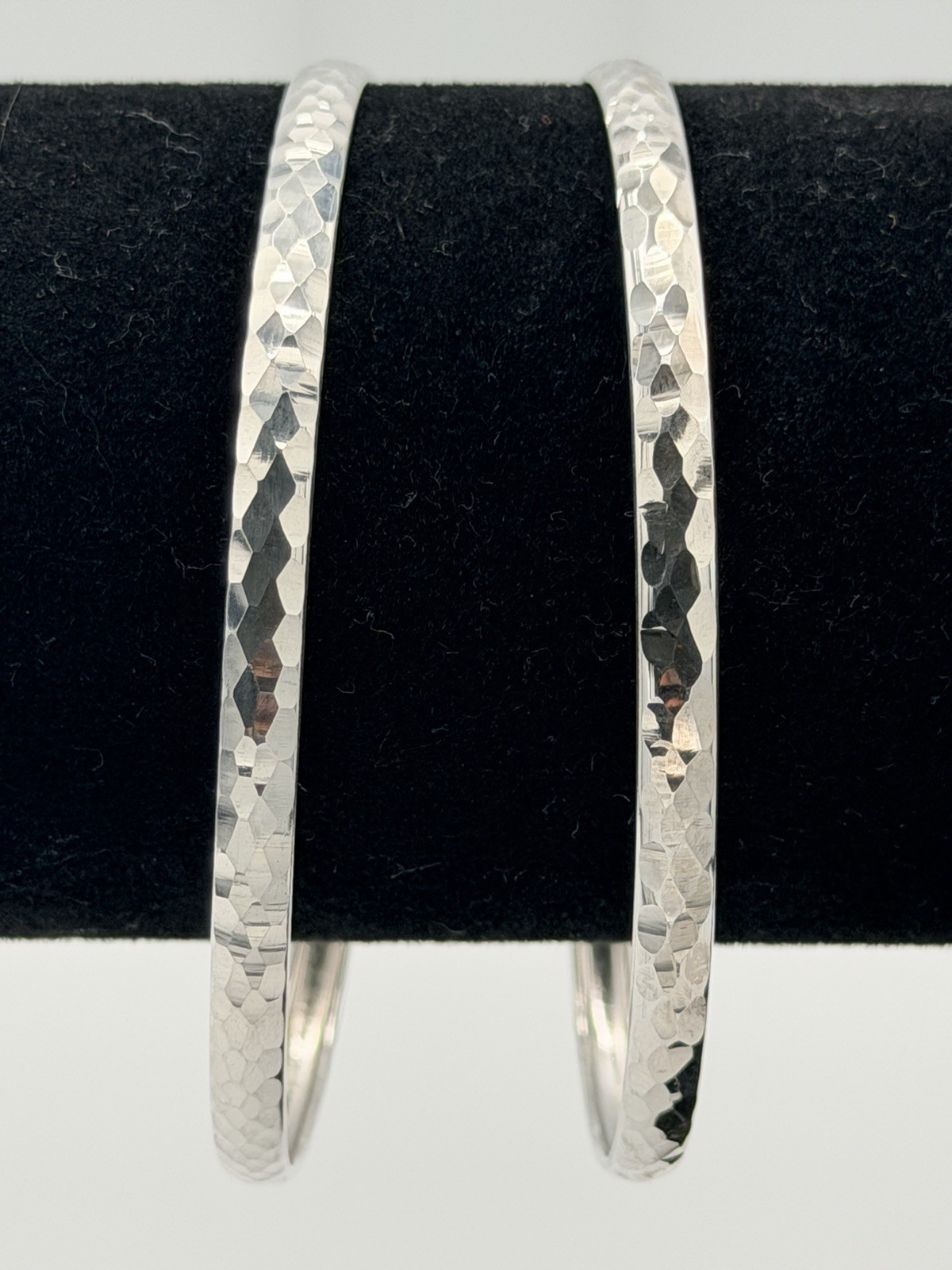 925 Sterling Silver Hammered Textured Bangle Bracelet 4.2mm 4g New