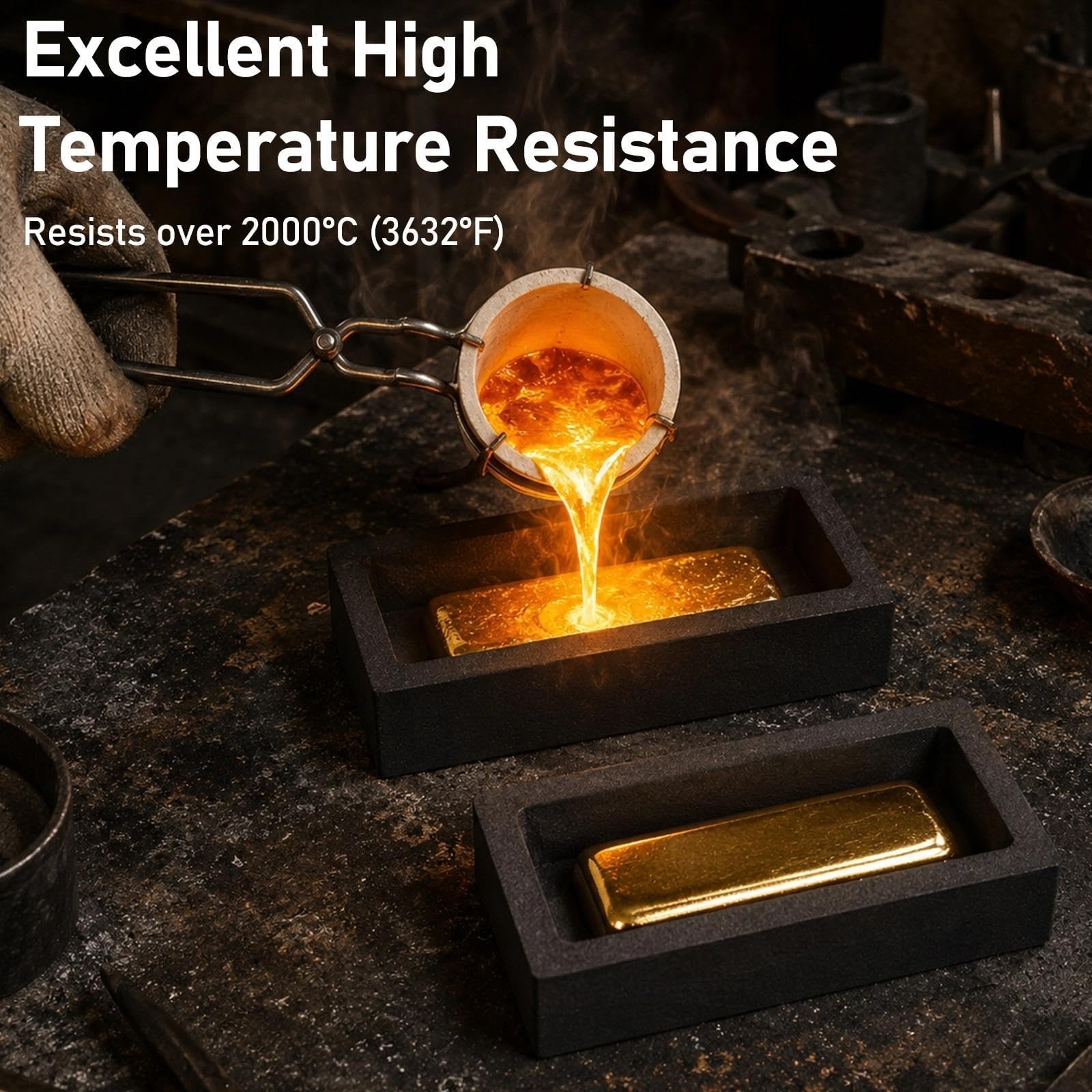 4 PCS High-Purity Graphite Molds for Metal Casting | Heat Resistant Up to 1800℃/