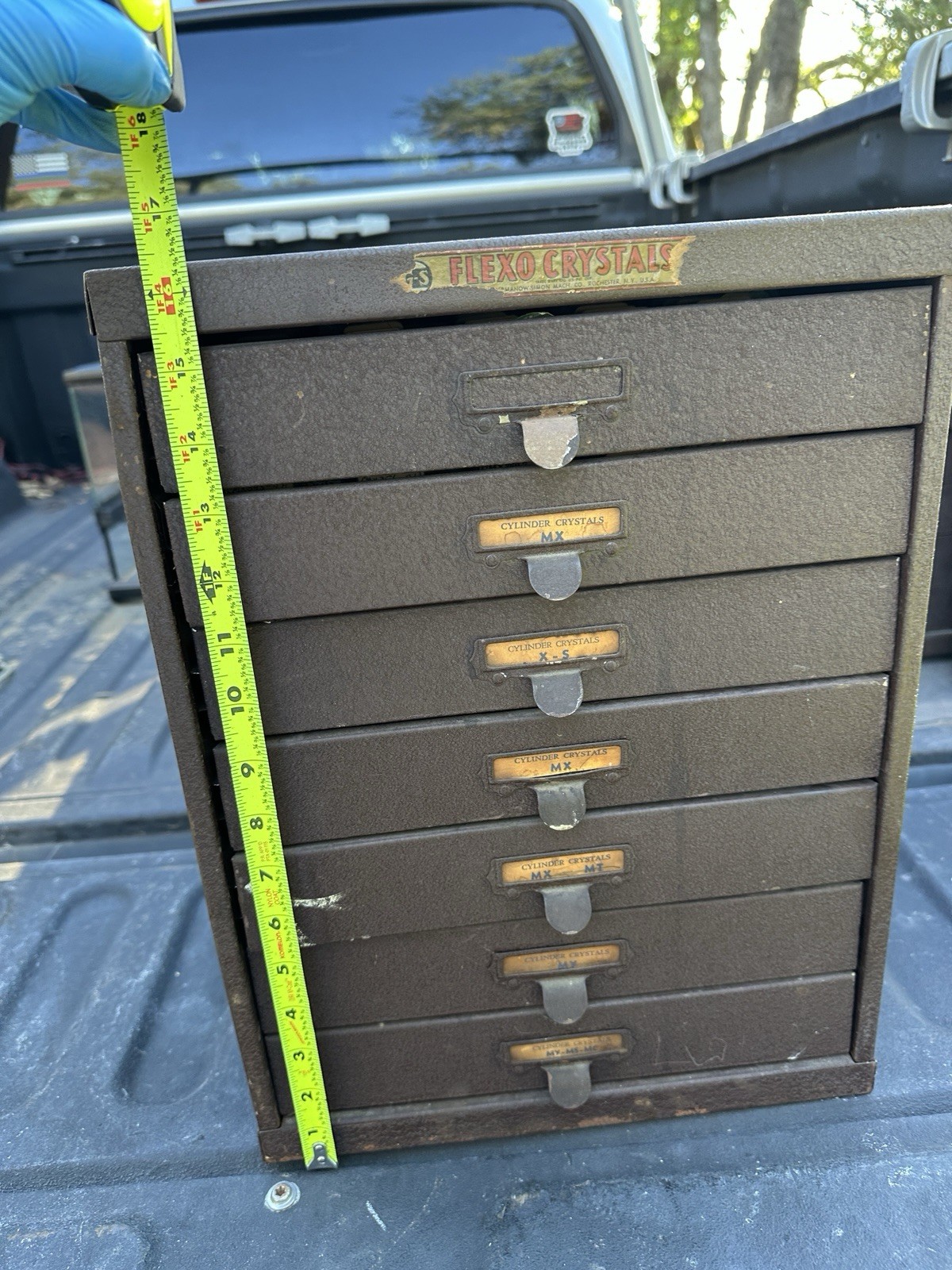 Flexo 7 Drawer Metal Wrist Watch Crystal Cabinet w/ Crystals