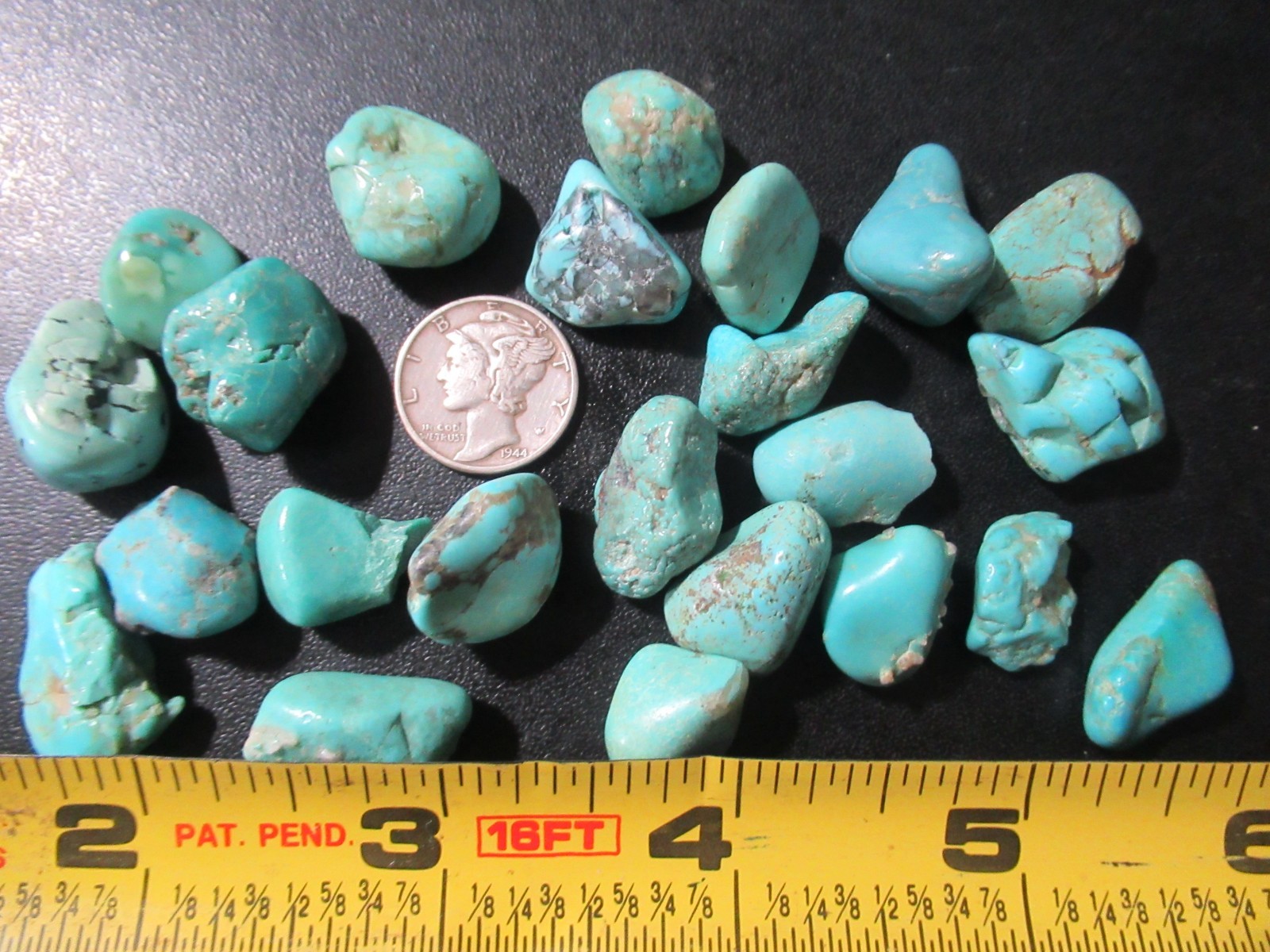 KINGMAN TURQUOISE 44g TUMBLED MEDIUM STONES 14mm X 12mm TO 21mm X 15mm #900