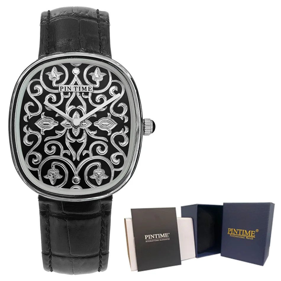Classic Vintage Black Arabic Engraved Men’s Quartz Watch Elegant Gentleman