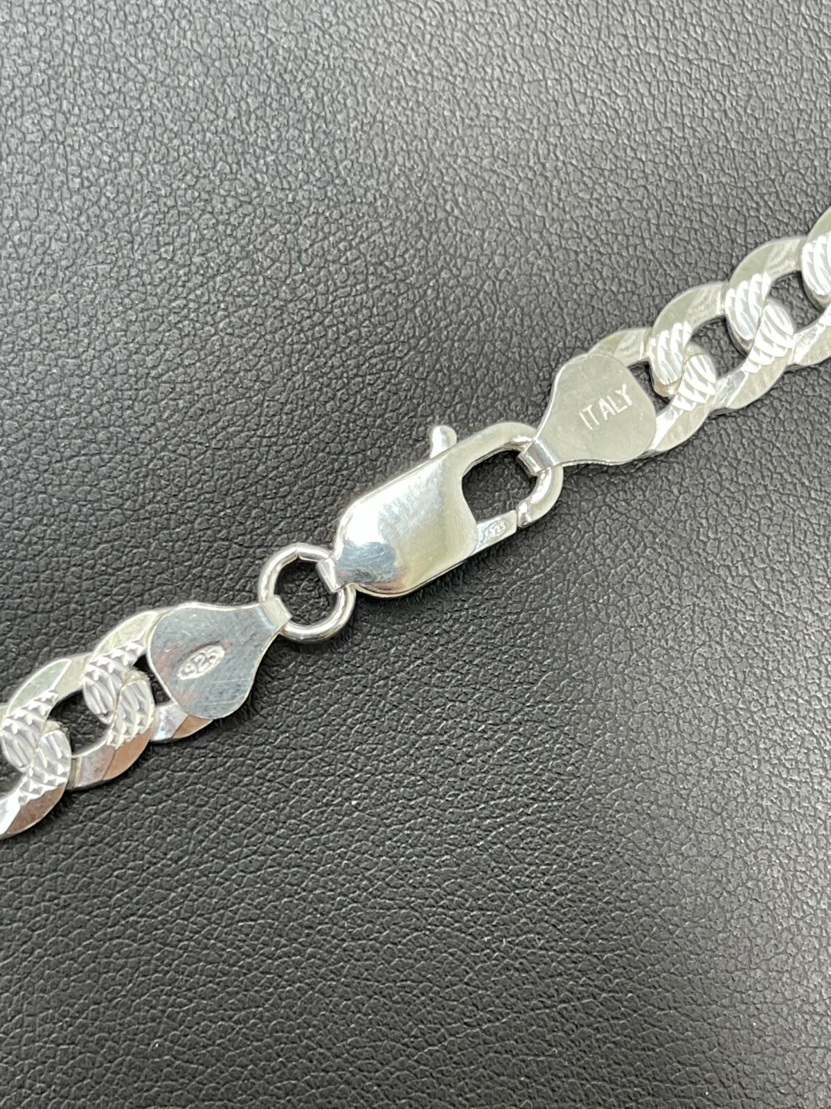Solid 925 Silver Diamond Cut Flat Miami Curb Cuban Link Chain Necklace 3-11mm