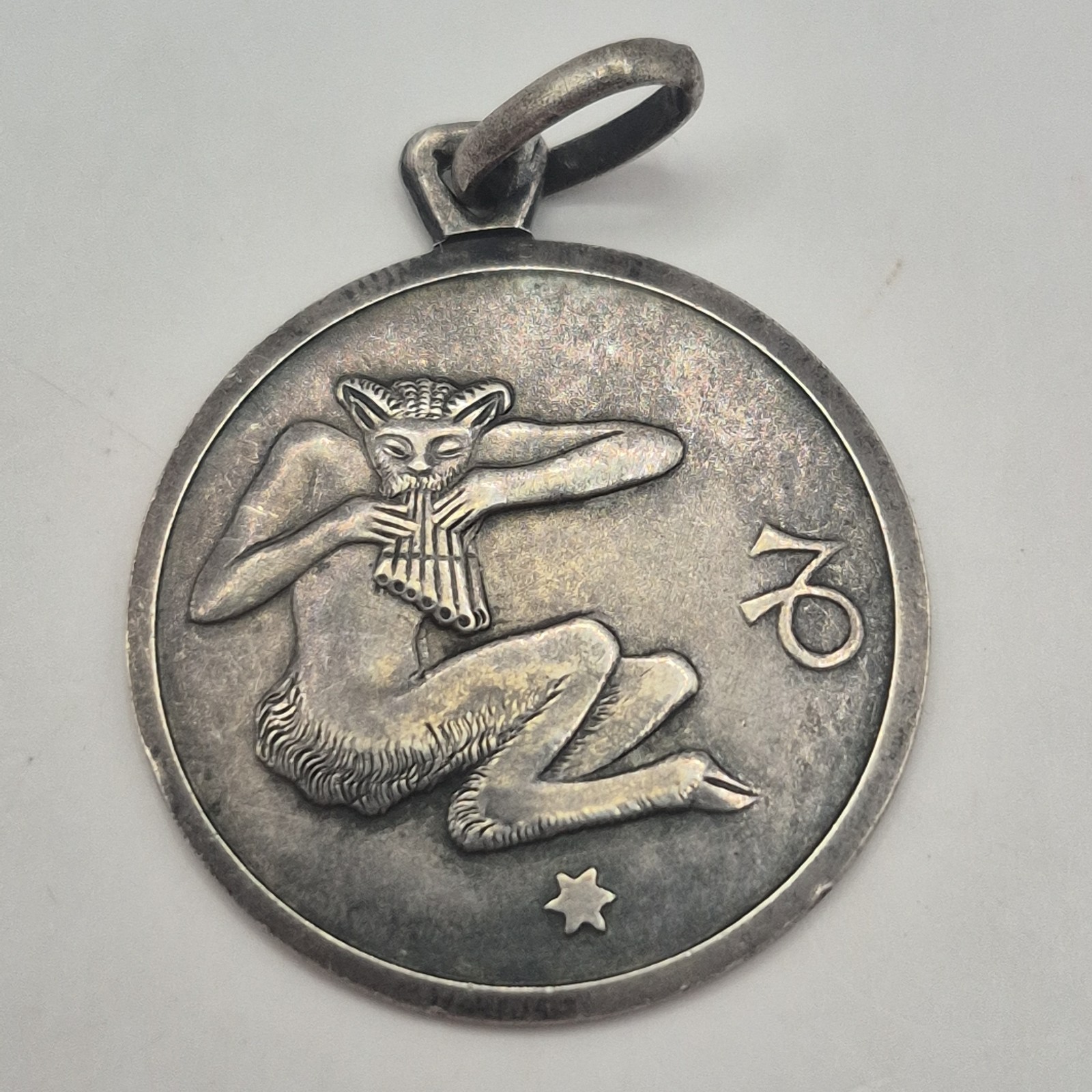 Unoaerre 1AR 800 Silver Astrology Astrological Satyr Capricorn Medal Pendant