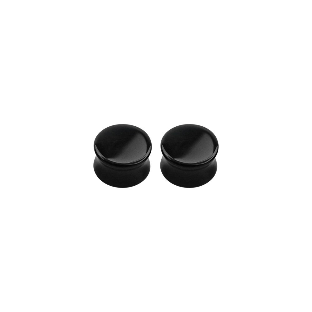 Black Onyx Stone Double Flare Tunnels Ear Gauges Plugs Piercing Sold as a Pair