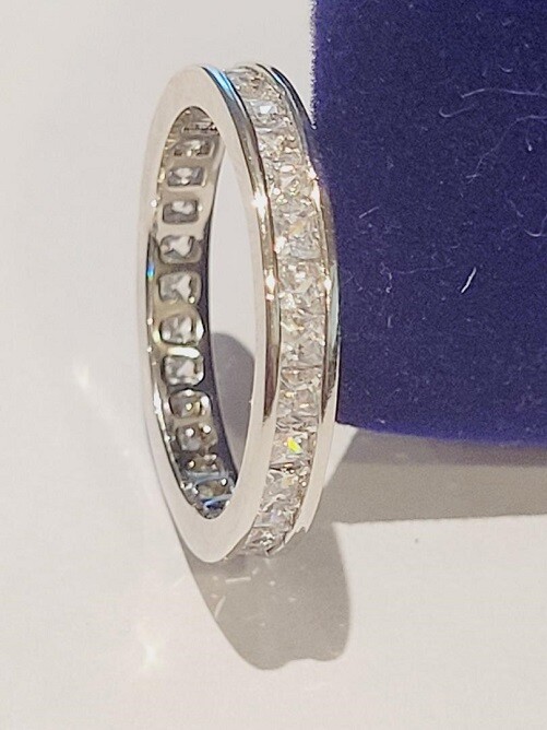 CLEARANCE Princess cut LC Moissanite Eternity Band Wedding Ring 925 Sterling