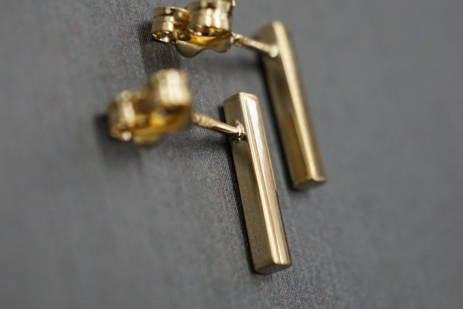 14K Solid Yellow Gold Little Bar Stud Earrings!! (#1608243)