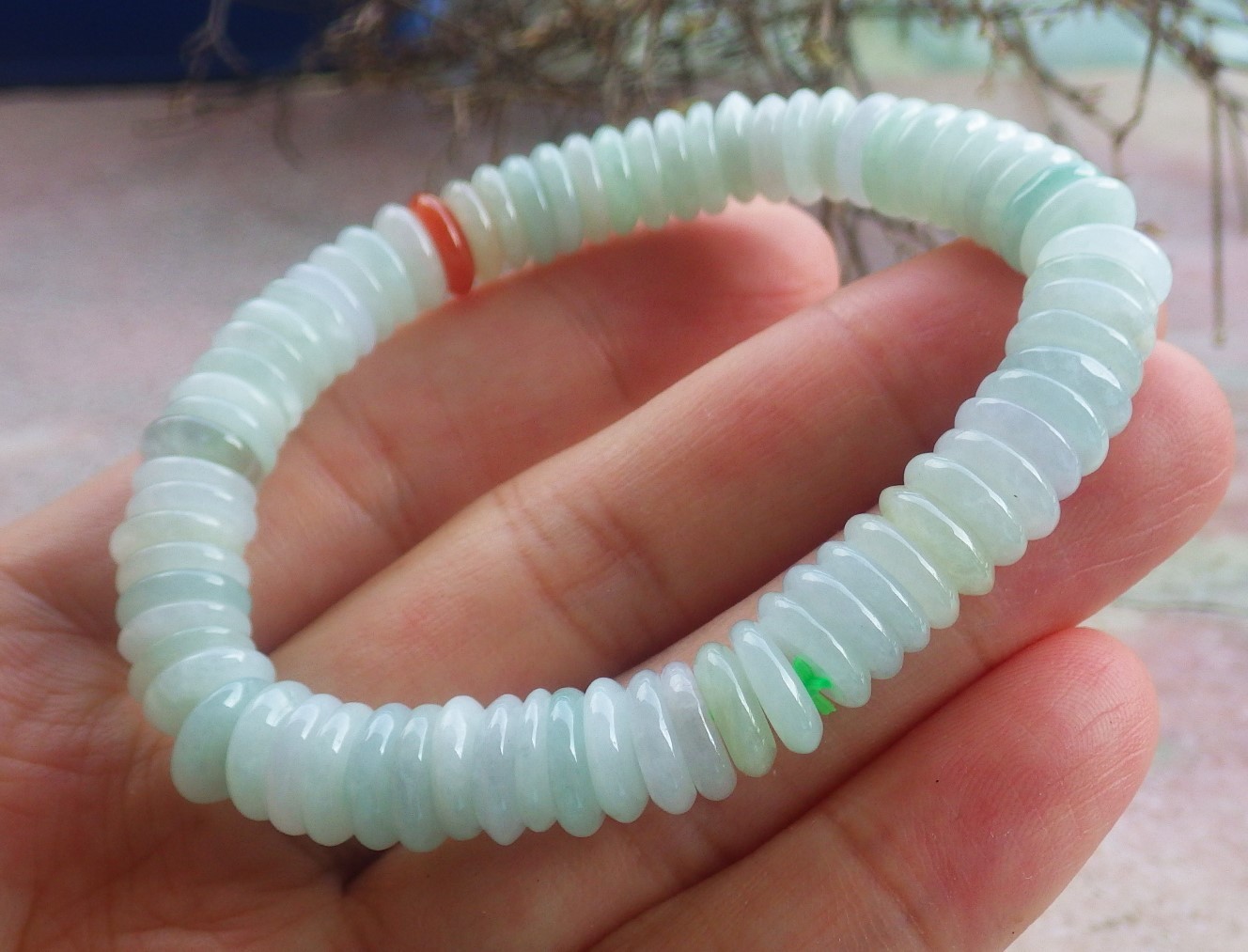 1 piece Green 100% A JADE Jadeite Bead Beads Bangle Circe Bracelet 6.5 in 708579