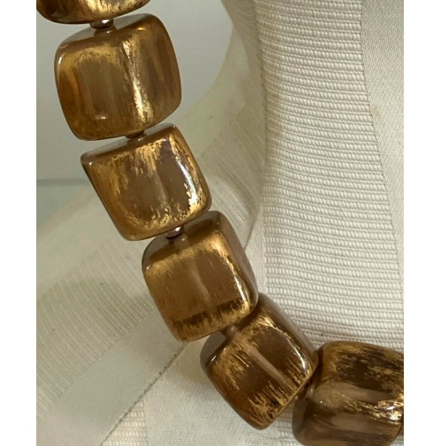 VTG Long Lucite Acrylic Square Beaded Necklace