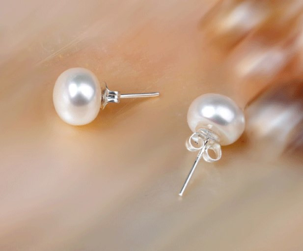 5-6 mm Sterling Silver Freshwater Black White Pink Pearl Stud Earrings Box PE