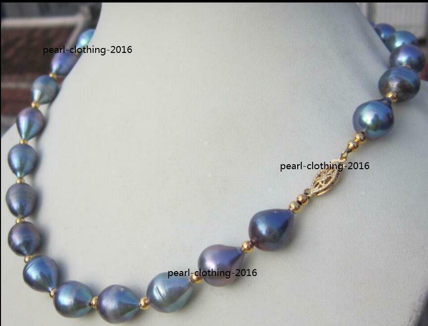 new 20 INCH AAA+ 10-13MM TAHITIAN SOUTH SEAS BLACK PEARL NECKLACE14K gold