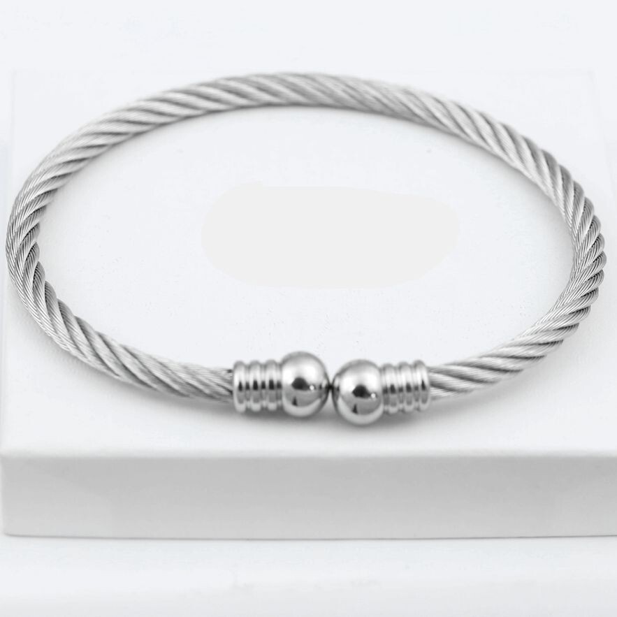 Men’s Stainless-Steel Silver Adjustable Round,Cuff Cable.Bracelet Unisex*Box