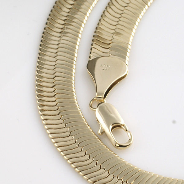 11mm Large Gold Plated Herringbone Chain Necklace