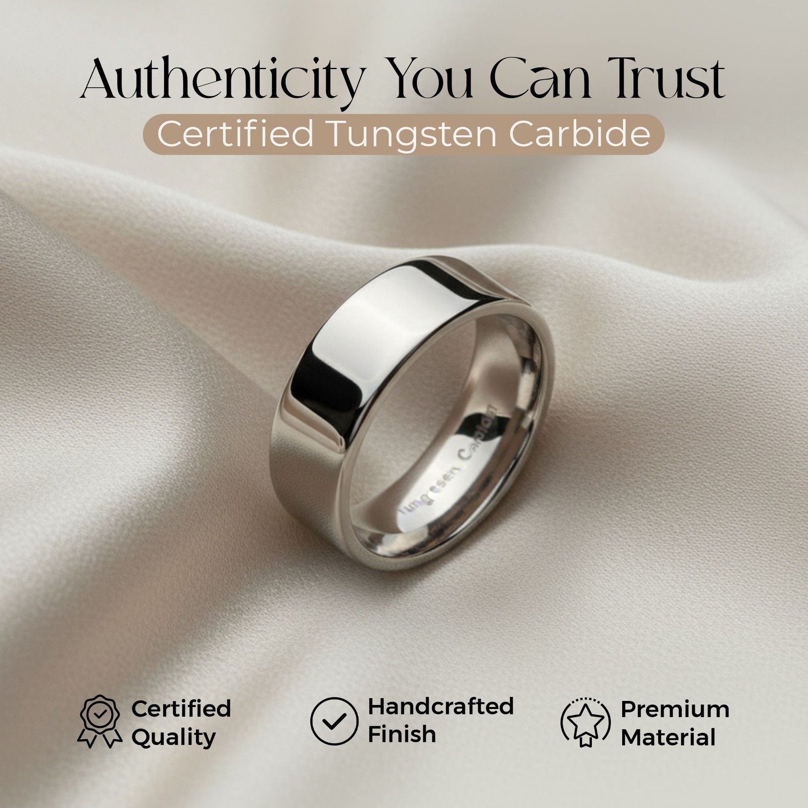 Pipe Cut Tungsten Carbide Mirror Polished Ring Band Size 3mm 4mm 6mm 8mm