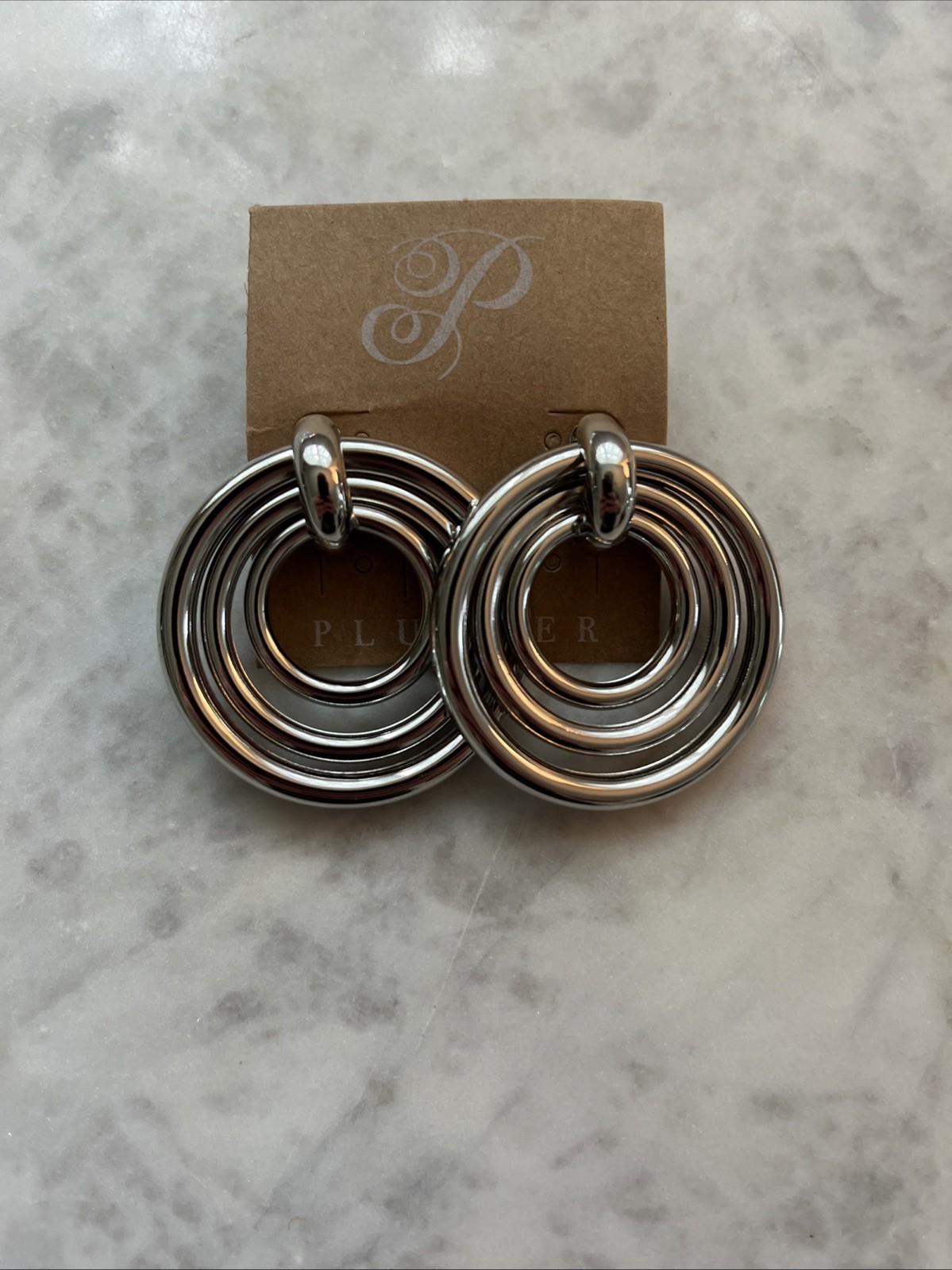 Plunder Design Fashion Trendy Jewelry Brody Silver Triple Hoop Dangle Earrings