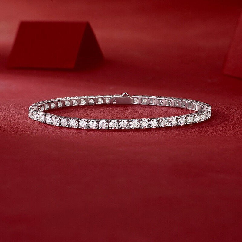 2-6.5mm GRA Certified D VVS1 Moissanite Tennis Bracelet 925 Sterling Silver