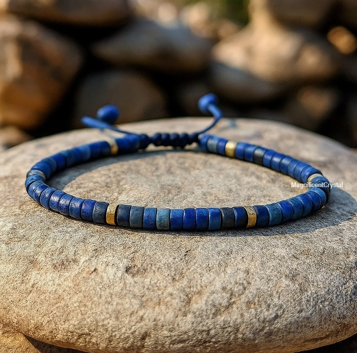 Lapis Lazuli Bracelet Healing Protection Crystal Minimalist Jewelry Men Women