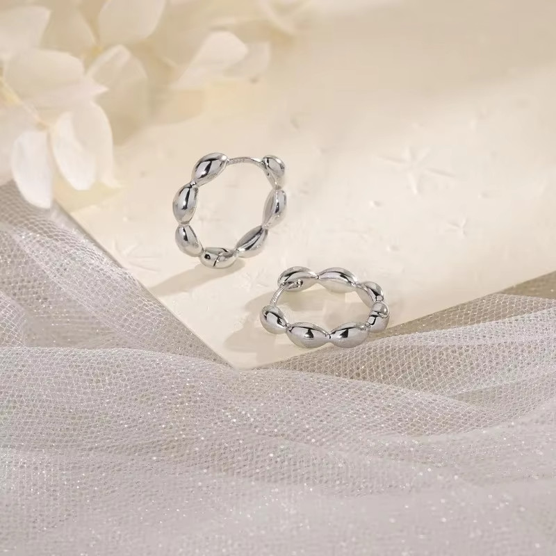 10mm Organic Textured Bubble Hoop Earrings Small Chunky Huggie Women Gift