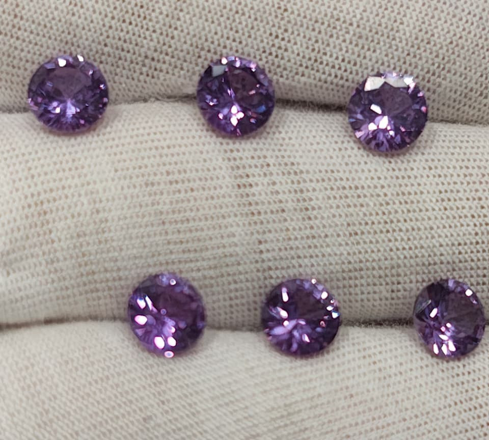 5MM Round Cut Lab Created Amethyst Loose Stone 2 Pcs Lot For Pendant/Earring