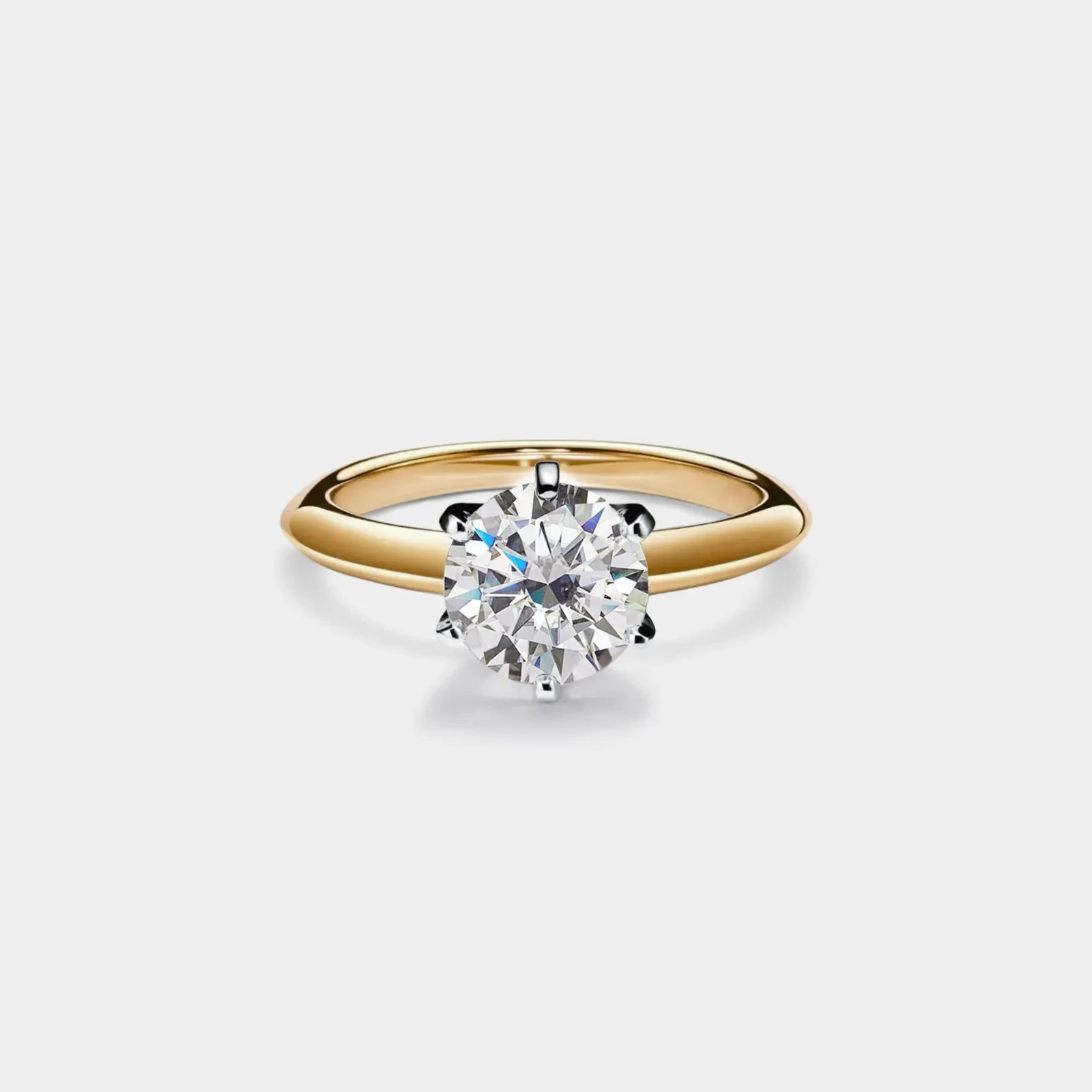 Six-Prong Solitaire Moissanite Engagement Ring in 925 Sterling Silver