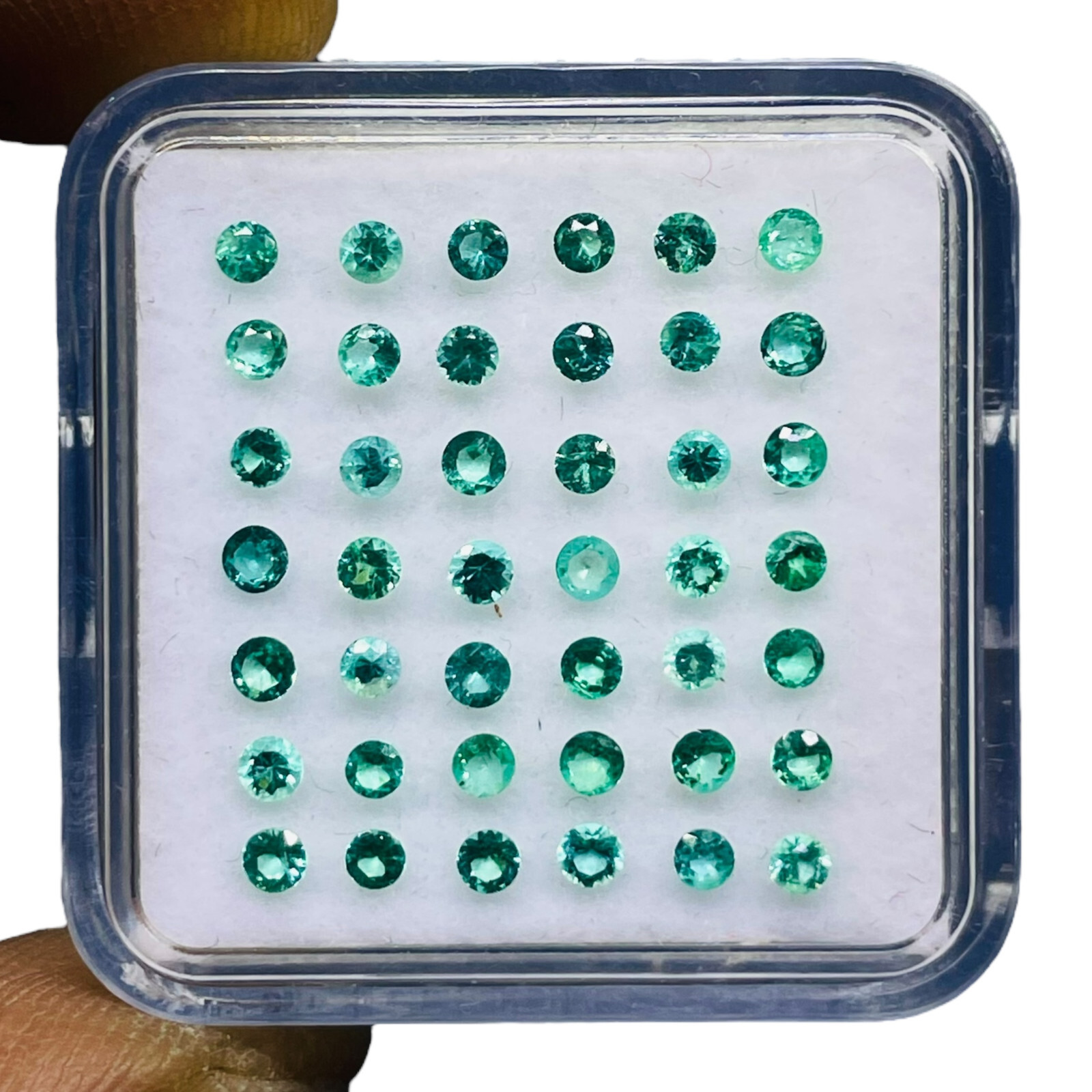 16 Pcs Natural Colombian Emerald 2mm Round Diamond Cut Loose Untreated Gemstones