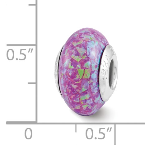 Silver Reflections Purple Synthetic Opal Mosaic Bead QRS3193
