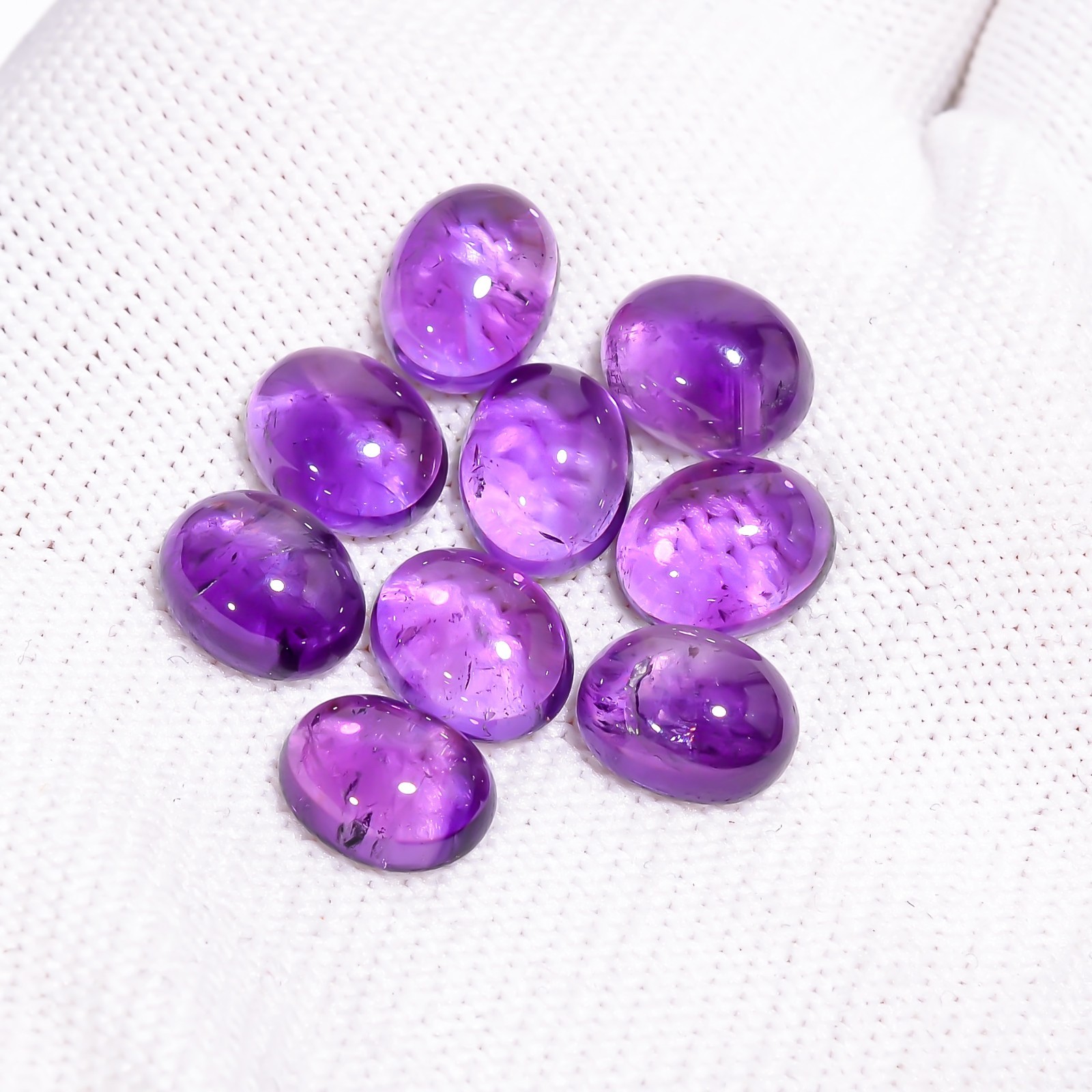 Natural purple Amethyst Oval Shape Gemstone Cabochon 9 Pc Lot 27.50 Cts 10X8X5mm