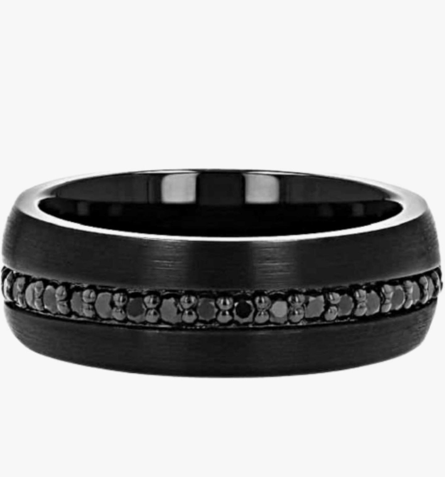 VALIANT Black Tungsten Ring With Black Sapphires – 8mm Men’s Ring Size 11.5
