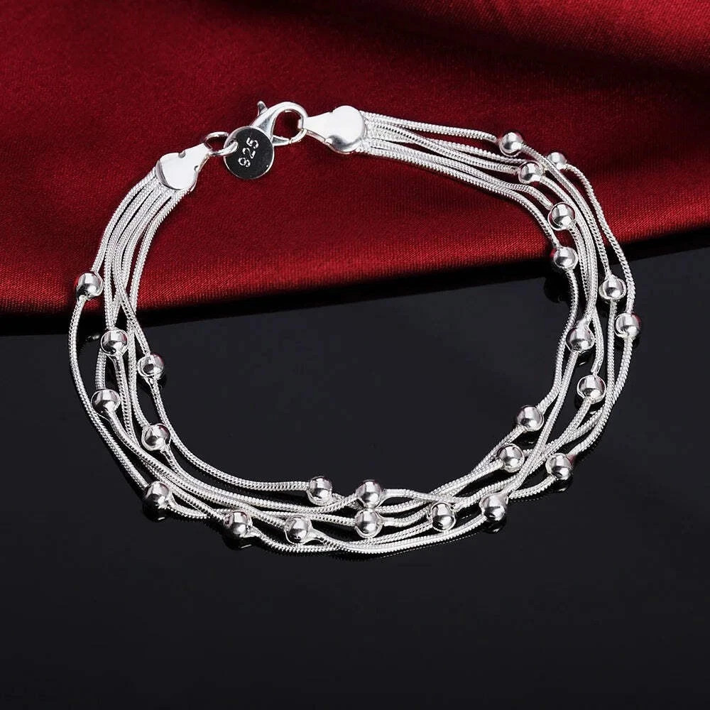 925 Sterling Silver Bracelet Round Mesh Bracelet for Women Engagement