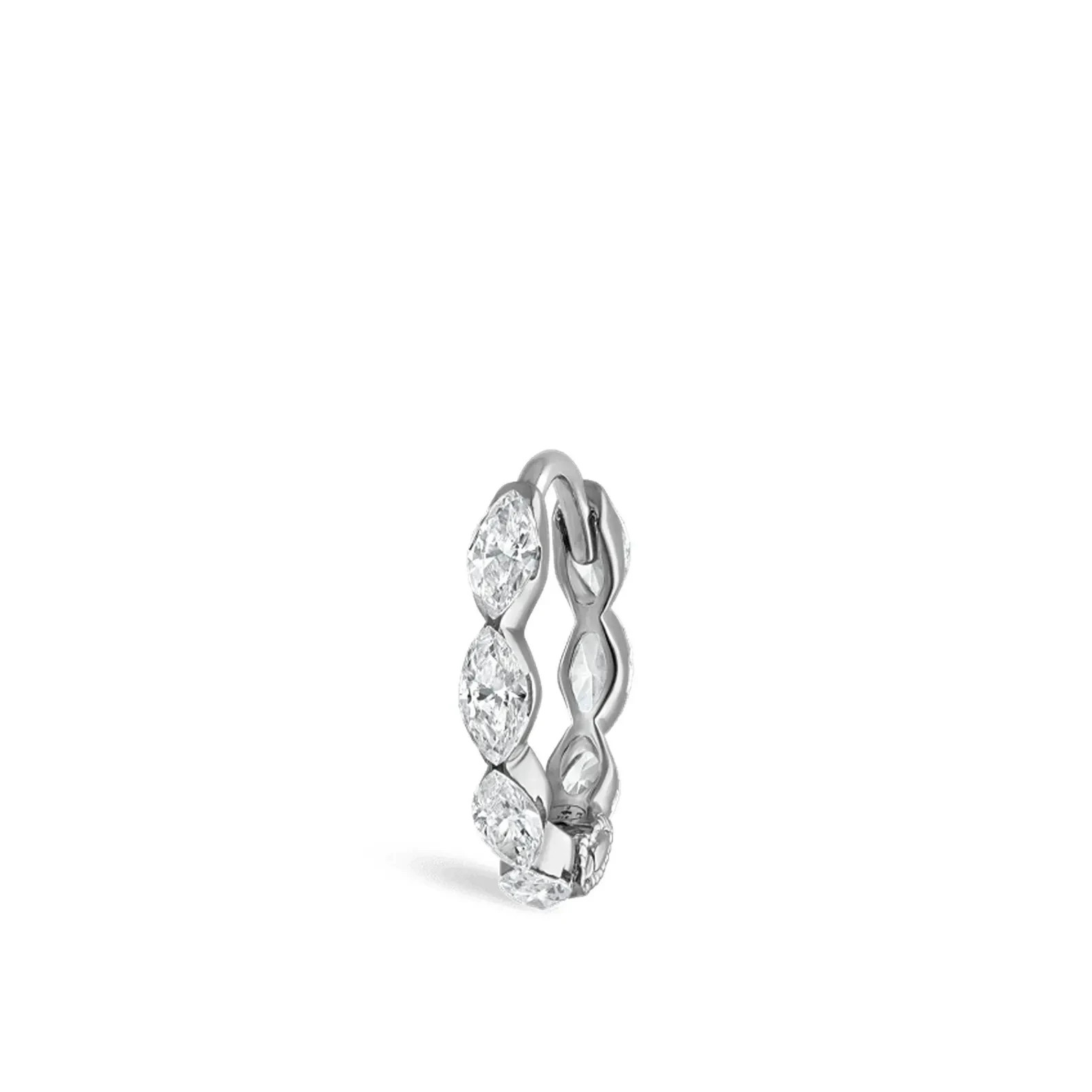 925 Sterling Silver Marquise Moissanite Eternity Clicker Hoop Helix Ring