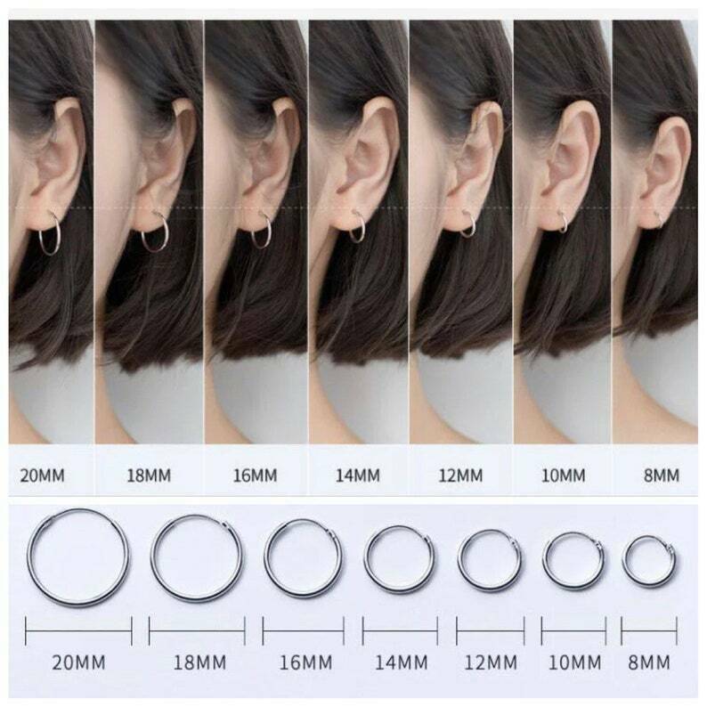 Men & Women 925 Solid Sterling Silver Endless Hoop Earrings Sizes 10MM – 75mm