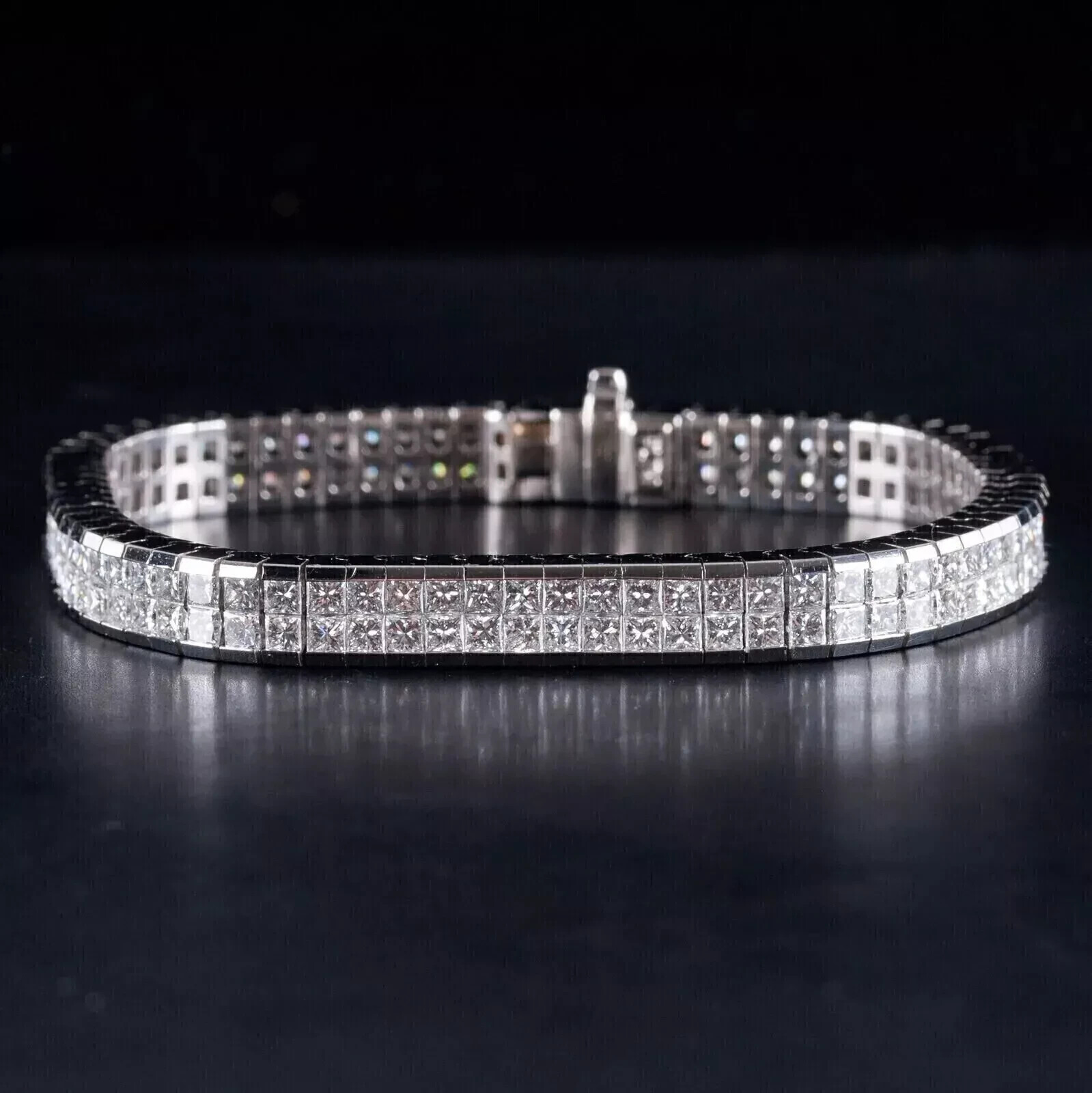 Men’s Charming Bracelet 10Ct Princess Lab-Created Diamond 14K White Gold Plated