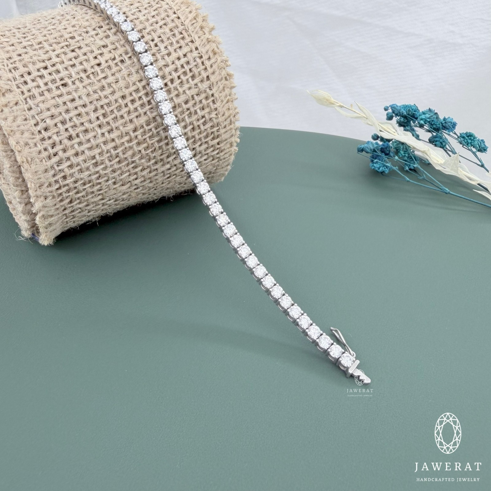 3mm Round Moissanite Tennis Bracelet, Four Prong Setting, Bridal Wedding Jewelry