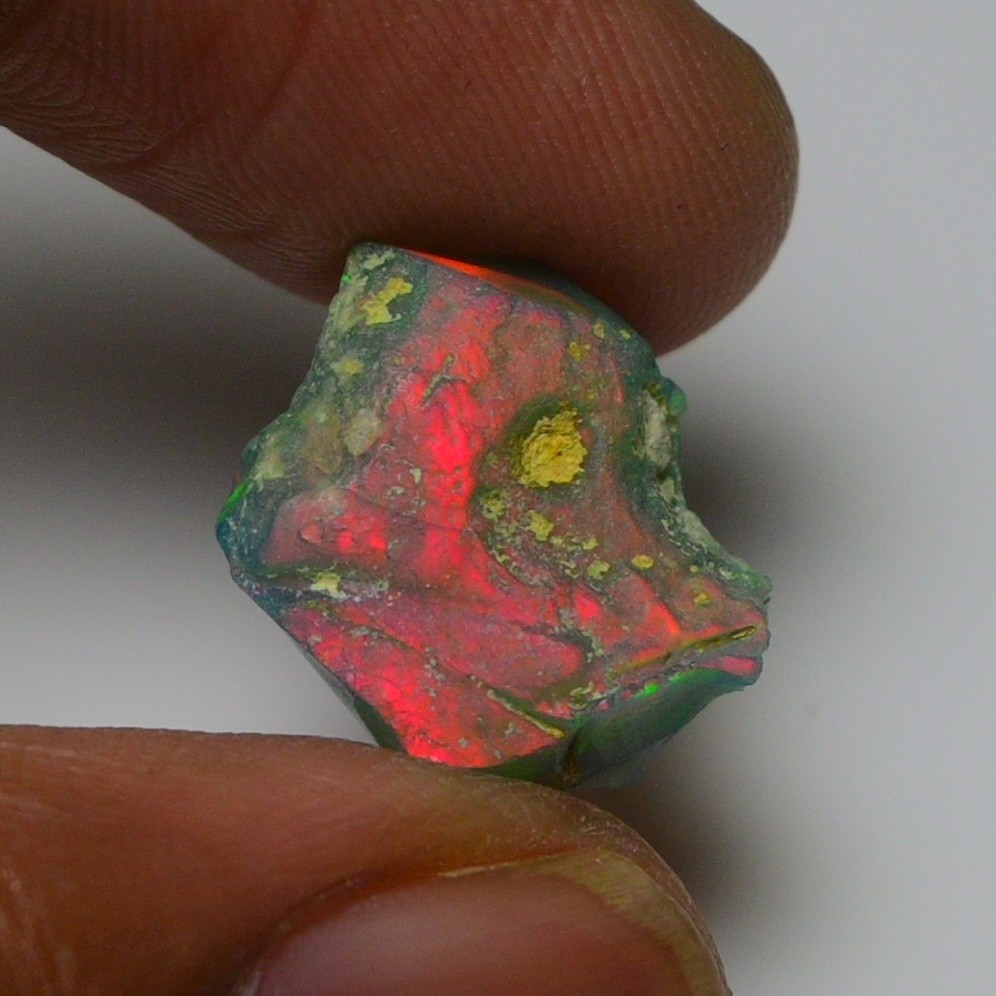 6.7 ct Natural Black Opal Rough Ethiopian, Fire Opal Gemstone, 15x12MM Welo Opal